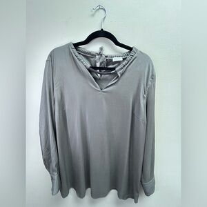 Brunello Cucinelli Brown/Gray Long Sleeve Silk Top